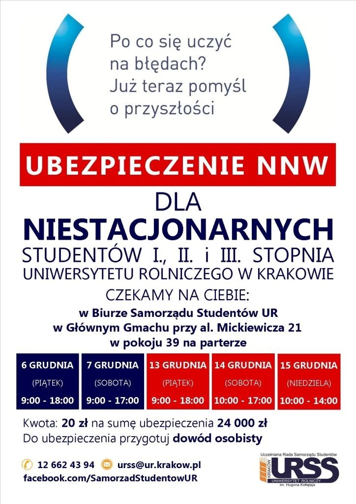 Ubezpieczenie NNW dla studentów niestacjonarnych